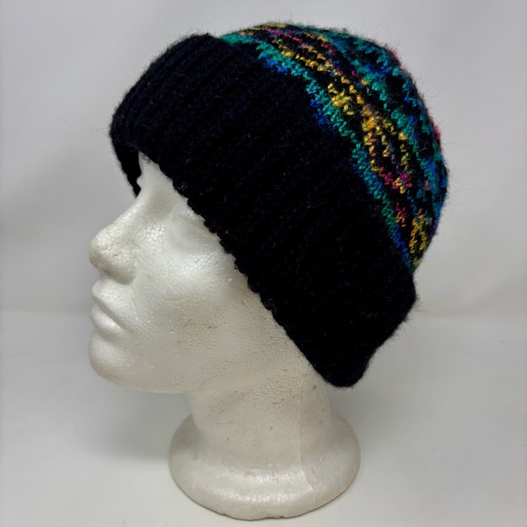 ARIS Acrylic Blend Knit Beanie Cap Fair Isle Winter Ski Hat Vintage One Size - Picture 2 of 8
